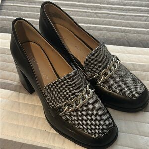 Black and Gray Chain Loafers